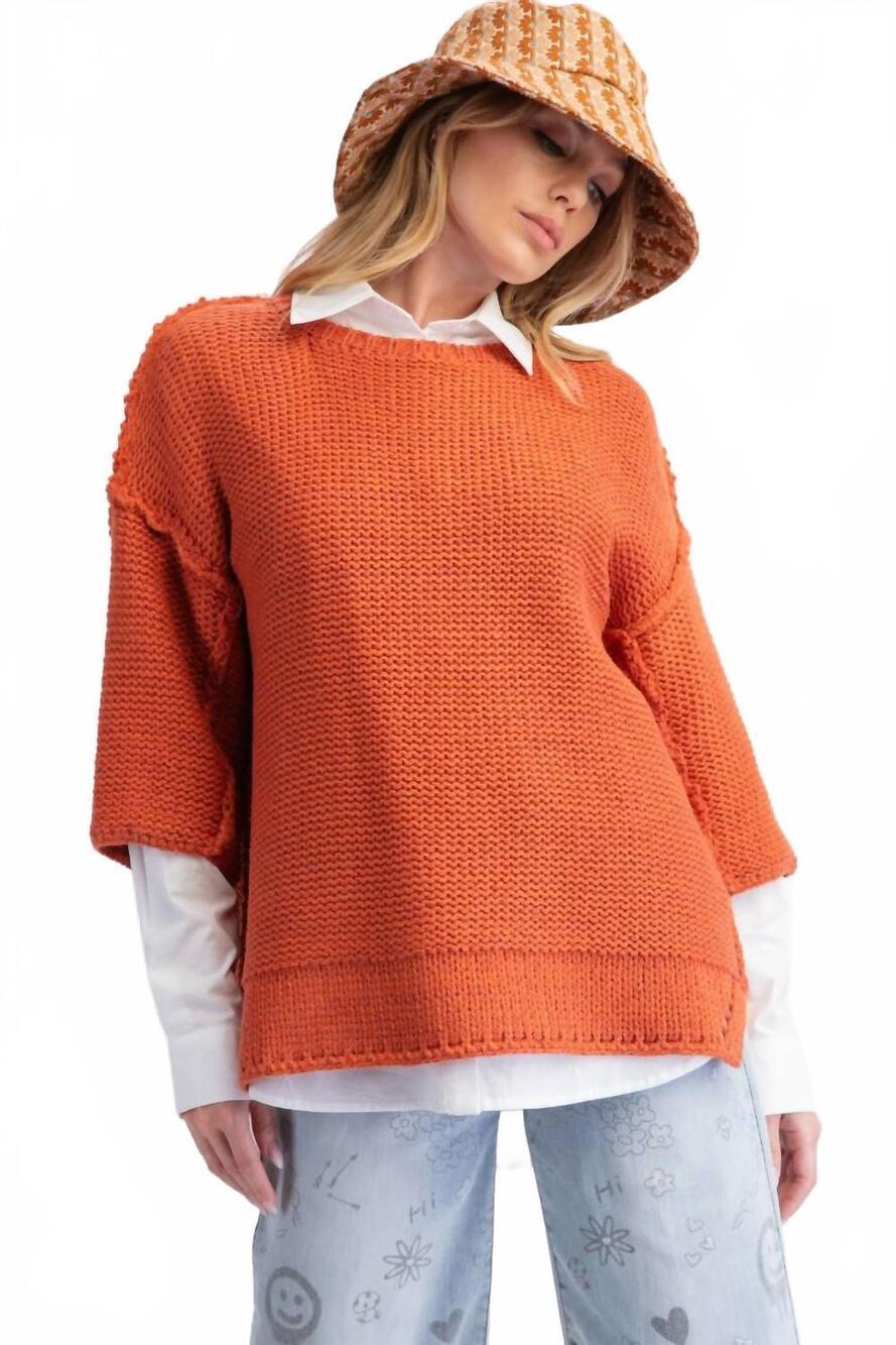 NEW EASEL cozy chunky pullover knit sweater in spicy rust